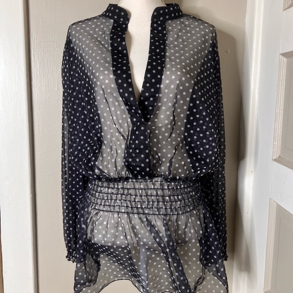 Ashley Stewart women’s smocked polka dot blouse - Picture 1 of 3